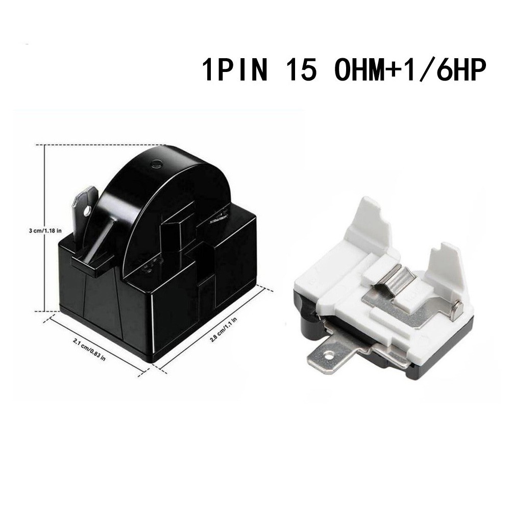 [Cosyh] Rơle khởi động PTC Tủ lạnh 1 / 2 Pin 15 Ohm + Bảo vệ quá tải máy nén 1 / 6H