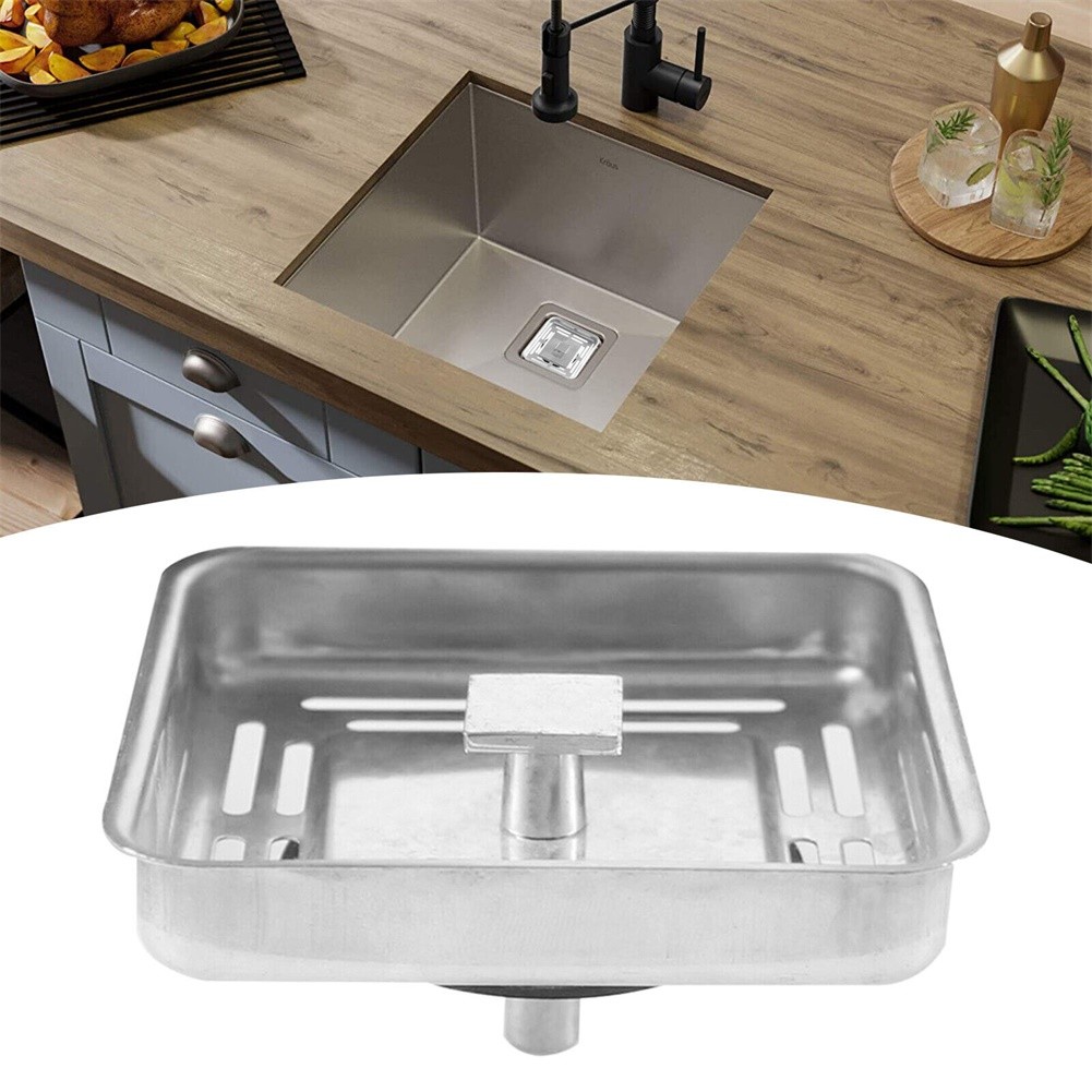 [Smellshi] Bộ lọc bồn rửa nhà bếp bằng thép không gỉ vuông Bộ thoát nước Bài chặn phích cắm chất thải