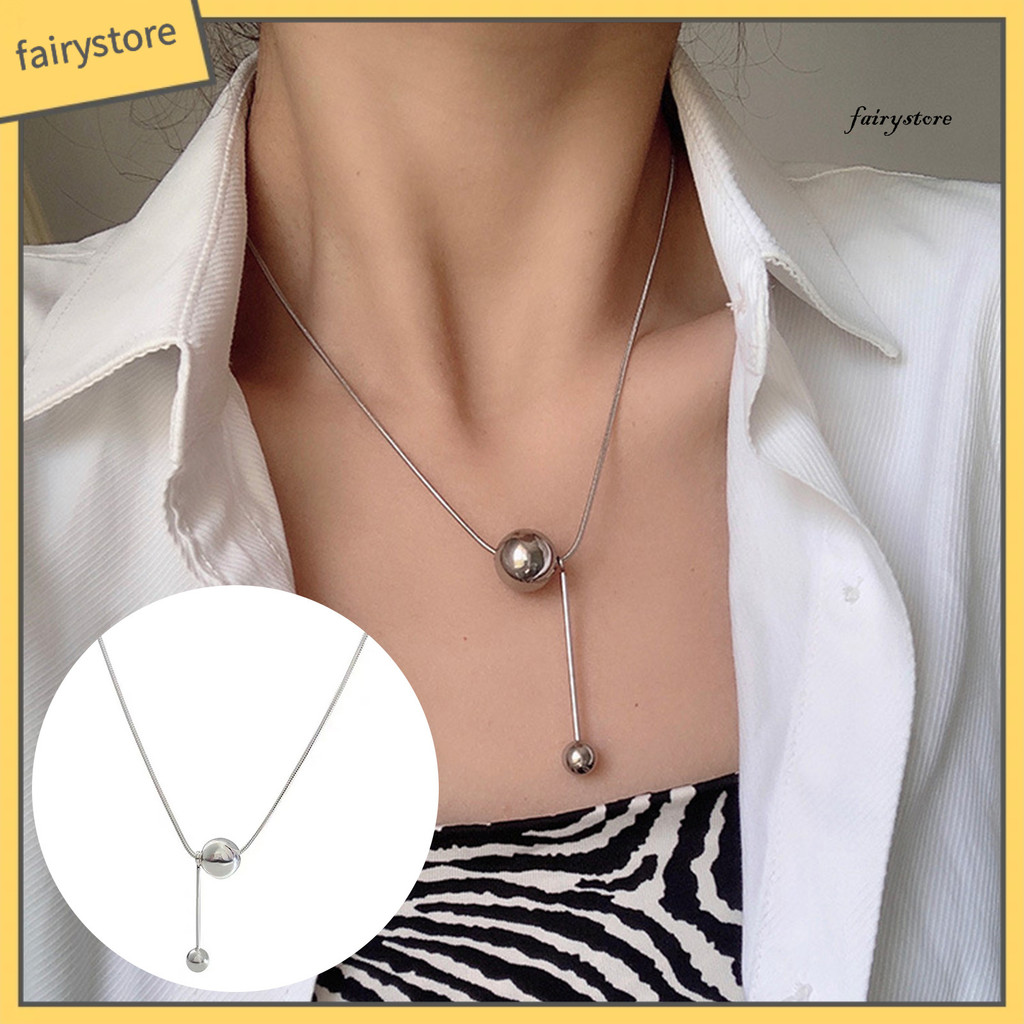 FYS _ Nữ Vòng Cổ Thép Titan Bóng Tròn Mặt Dây Chuyền Vòng Cổ Choker Có Thể Điều Chỉnh Chiều Dài Tiệc Cưới Vòng Cổ Quà Tặng
