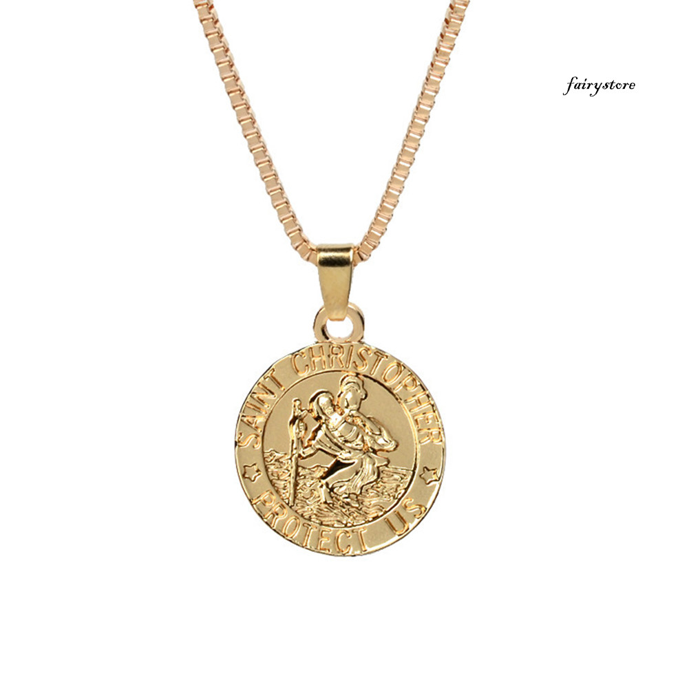 Dây chuyền hộ mệnh unisex hình Thánh Christopher, bảo vệ người dùng