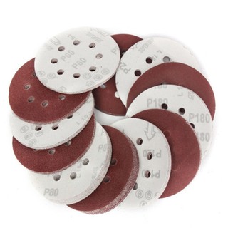[Fuxin] 20 chiếc Giấy nhám tròn 5 Inch 125mm Đĩa chà nhám 8 lỗ & Grit 40-