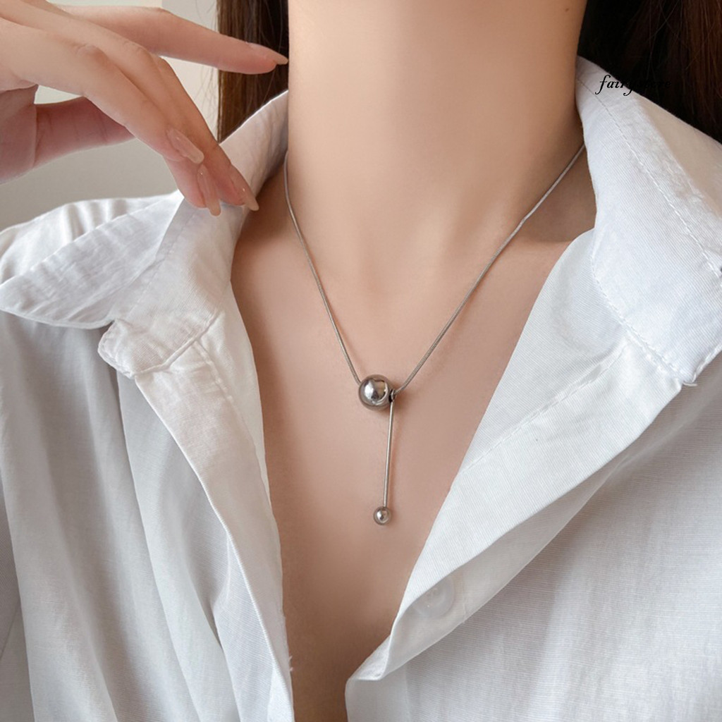 FYS _ Nữ Vòng Cổ Thép Titan Bóng Tròn Mặt Dây Chuyền Vòng Cổ Choker Có Thể Điều Chỉnh Chiều Dài Tiệc Cưới Vòng Cổ Quà Tặng