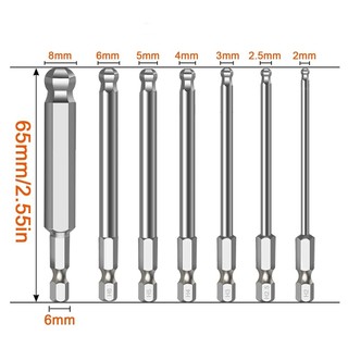 [Fuxin] 1 Mũi tuốc nơ vít lục giác đầu bi Bit lục giác mét Mũi điều khiển từ tính dài 65mm