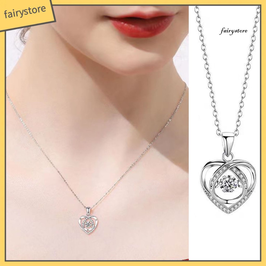 FYS _ Trái Tim Mặt Dây Chuyền Vòng Cổ Lấp Lánh Kim Cương Giả Kẻ Sọc Mãi Tình Yêu Nữ Vòng Cổ Ngày Lễ Tình Nhân Món Quà Trang Sức
