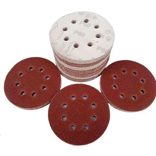 [Fuxin] 20 chiếc Giấy nhám tròn 5 Inch 125mm Đĩa chà nhám 8 lỗ & Grit 40-
