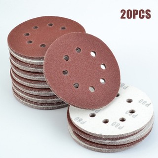 [Fuxin] 20 chiếc Giấy nhám tròn 5 Inch 125mm Đĩa chà nhám 8 lỗ & Grit 40-