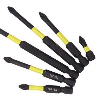 [Fuxin] 1 Đầu lô chống trượt từ tính 25-150mm PH2 Tua vít chéo Chuôi lục giác màu vàng