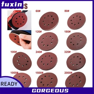 [Fuxin] 20 chiếc Giấy nhám tròn 5 Inch 125mm Đĩa chà nhám 8 lỗ & Grit 40-