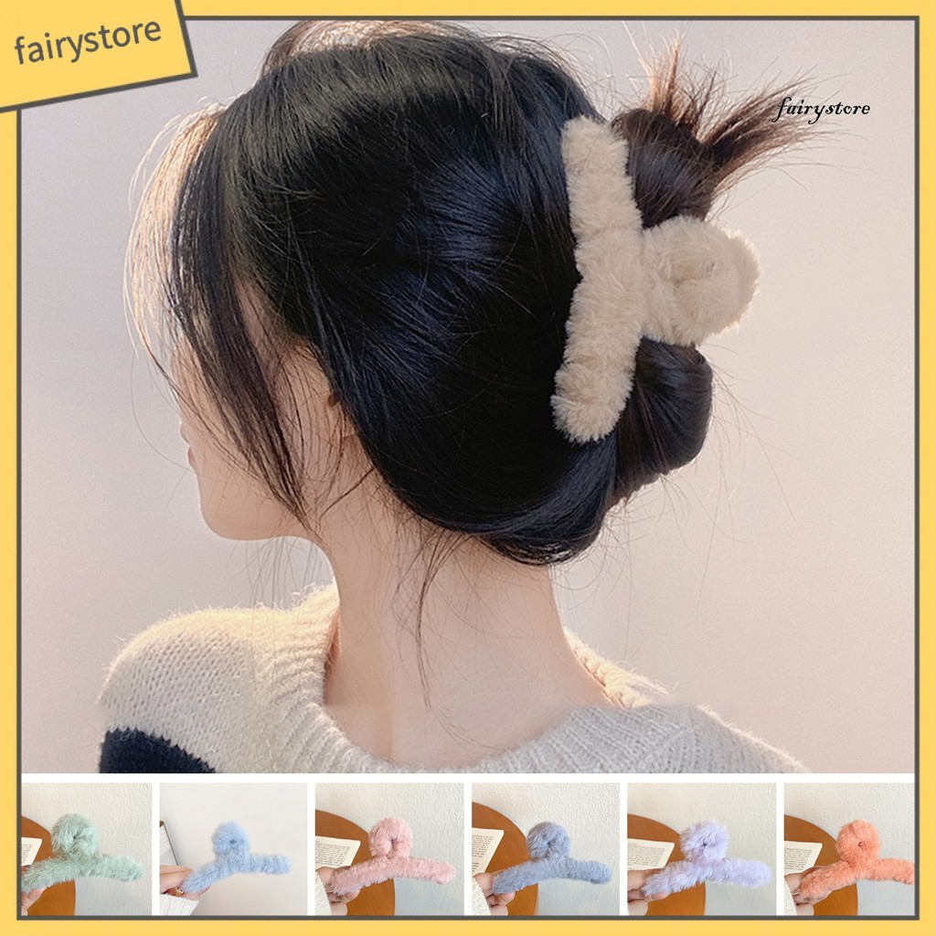 Kẹp Tóc Giả Lông Phong Cách Hàn Quốc - Màu Sắc Đơn Giản, Phụ Kiện Thời Trang Mùa Đông