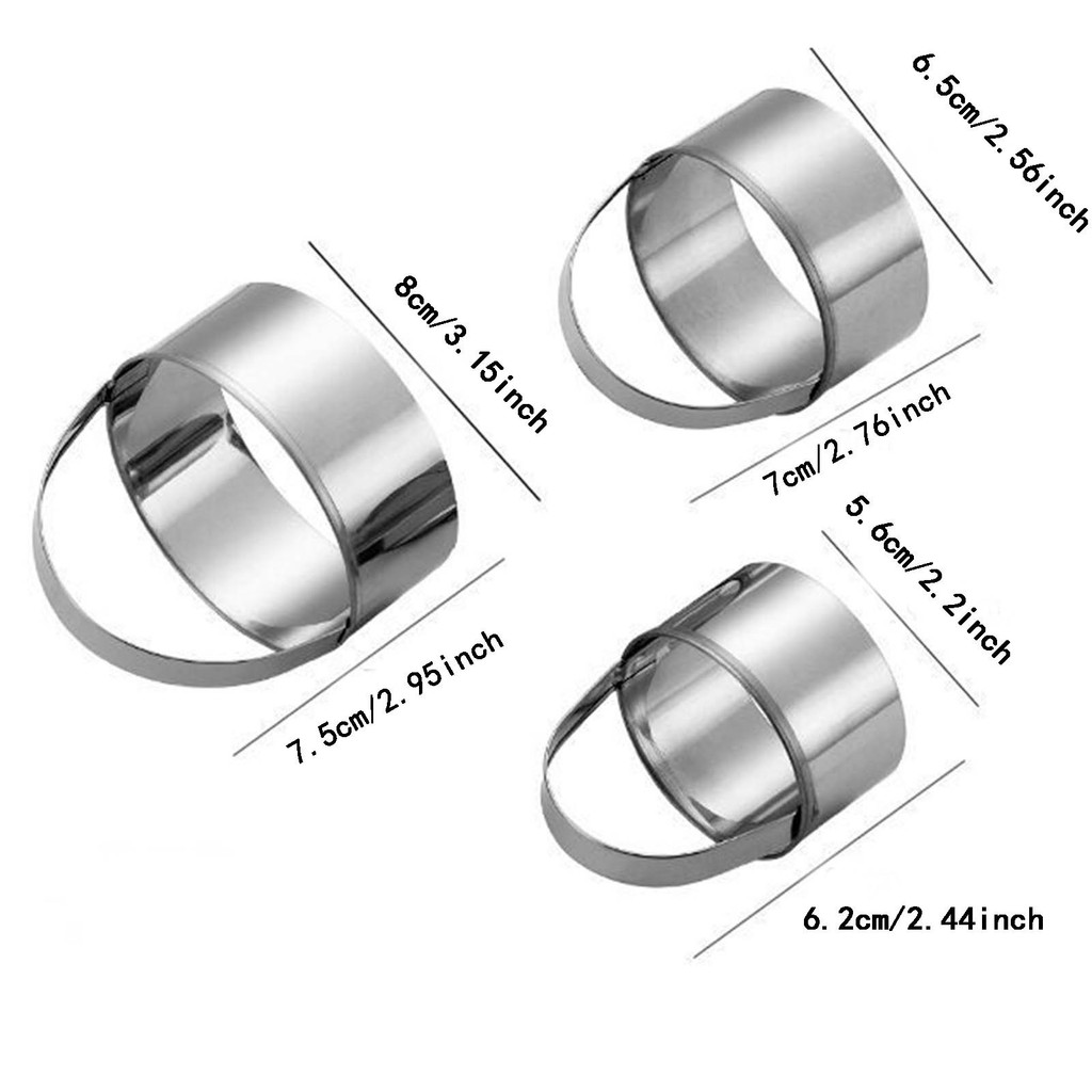 Vòng bánh quy bằng thép không gỉ In bánh quy 3 món Bộ dụng cụ in bánh quy miệng tròn phẳng