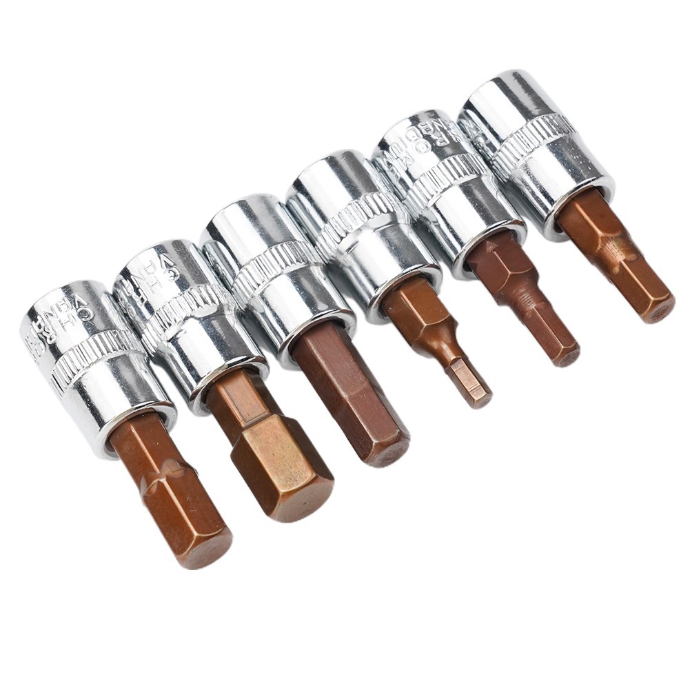 Hàng sẵn có 1 Mũi tuốc nơ vít đầu lục giác 1 / 4 Inch Ổ cắm ổ cắm Dụng cụ cầm tay H3 H4 H5 H6 H7 H8
