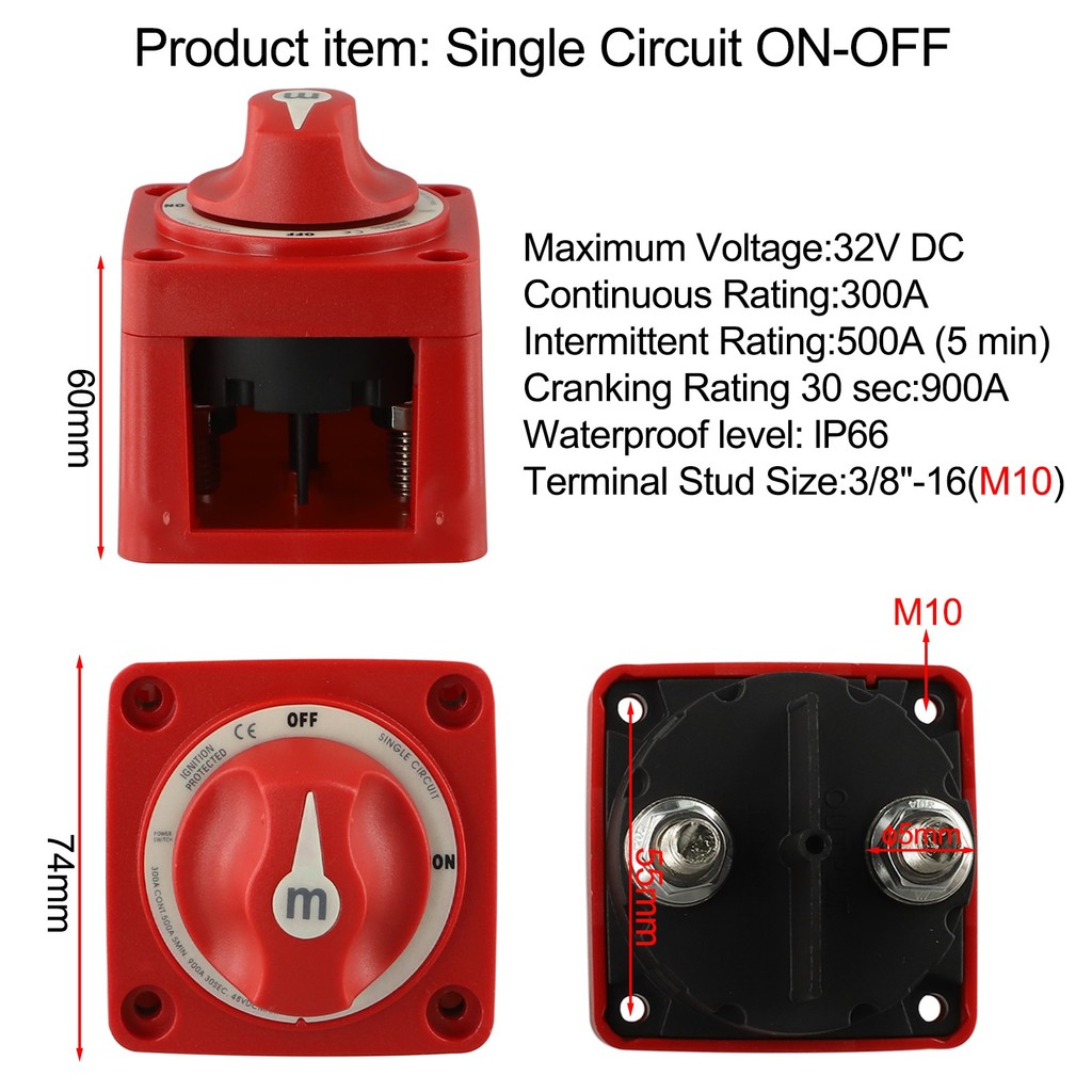 Công tắc pin đa vị trí cho cắt thuyền biển 48V, đến 300A với bộ cách ly hạng nặng