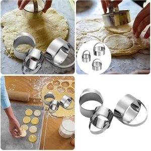 Vòng bánh quy bằng thép không gỉ In bánh quy 3 món Bộ dụng cụ in bánh quy miệng tròn phẳng