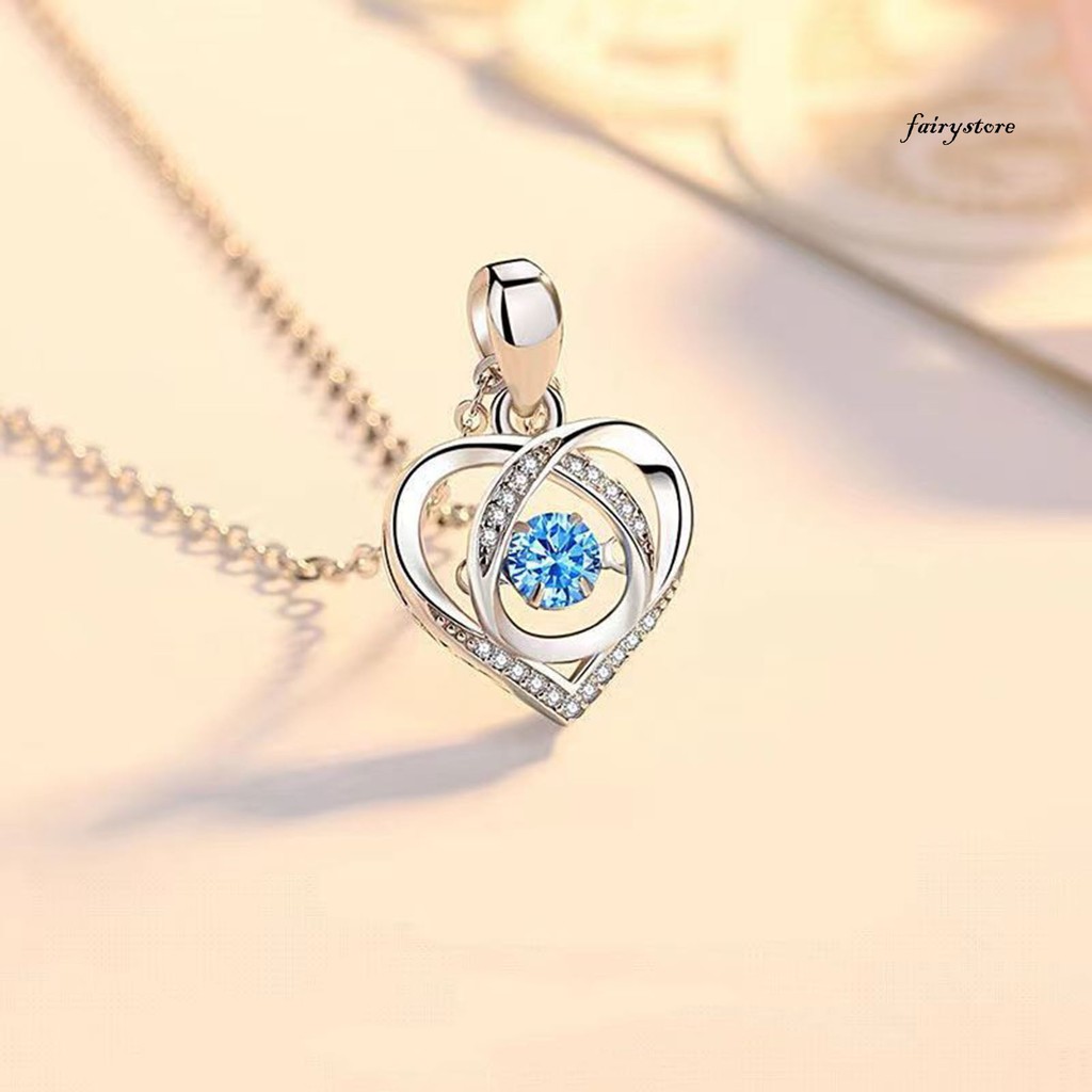 FYS _ Trái Tim Mặt Dây Chuyền Vòng Cổ Lấp Lánh Kim Cương Giả Kẻ Sọc Mãi Tình Yêu Nữ Vòng Cổ Ngày Lễ Tình Nhân Món Quà Trang Sức