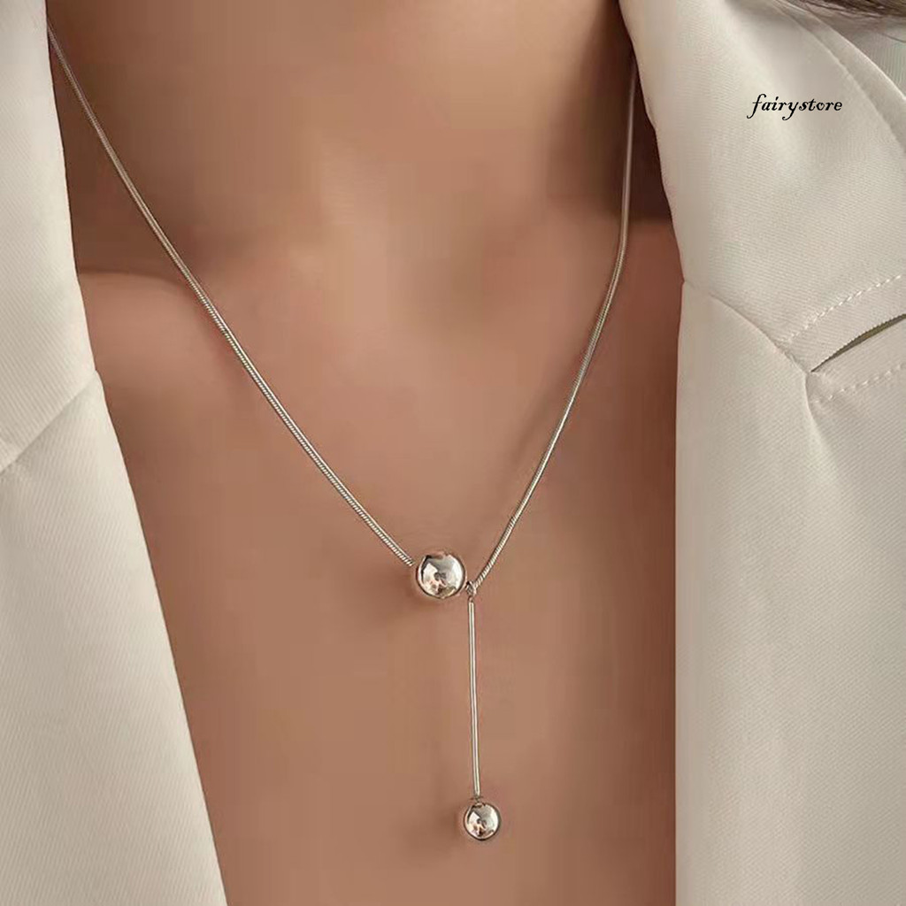 FYS _ Nữ Vòng Cổ Thép Titan Bóng Tròn Mặt Dây Chuyền Vòng Cổ Choker Có Thể Điều Chỉnh Chiều Dài Tiệc Cưới Vòng Cổ Quà Tặng
