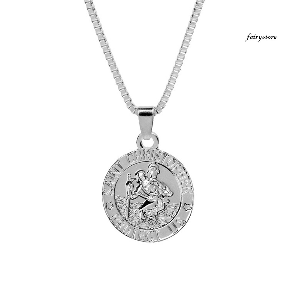 Dây chuyền hộ mệnh unisex hình Thánh Christopher, bảo vệ người dùng