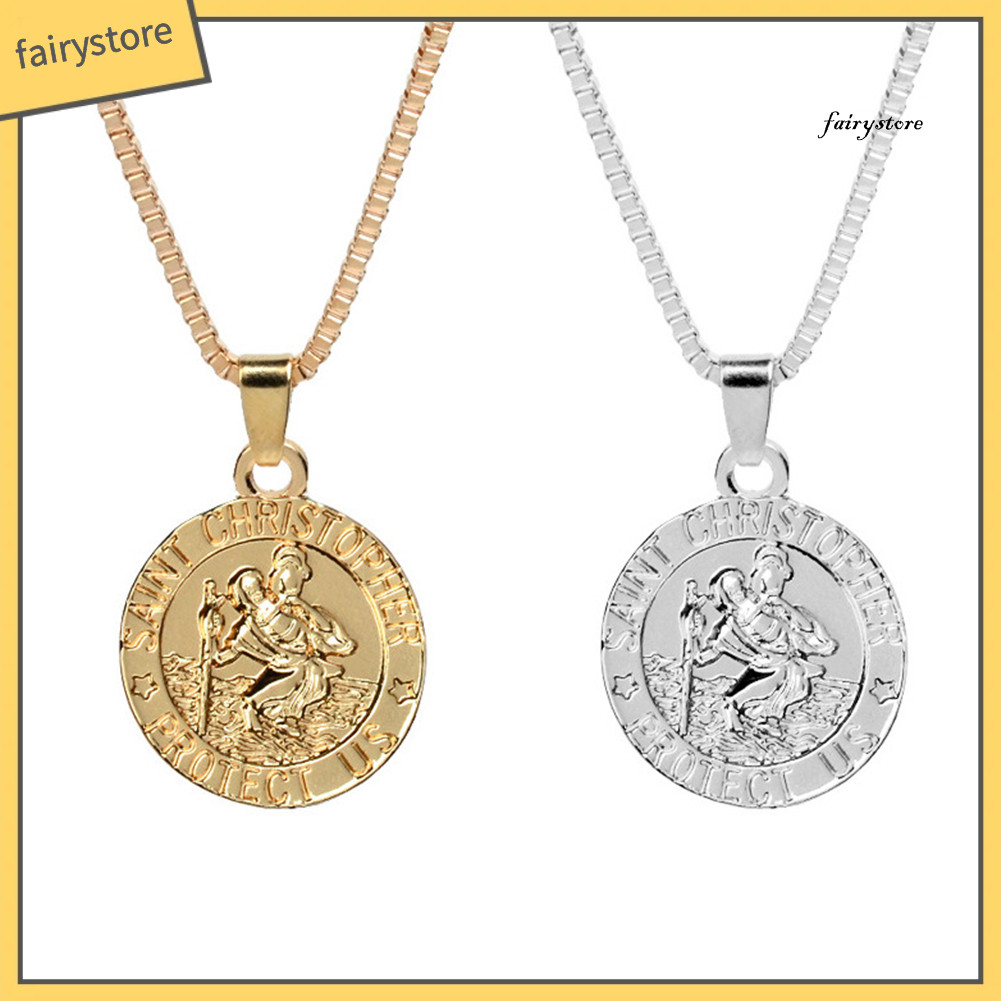 Dây chuyền hộ mệnh unisex hình Thánh Christopher, bảo vệ người dùng