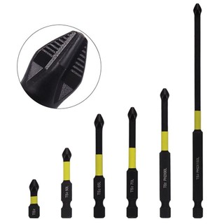 [Fuxin] 1 Đầu lô chống trượt từ tính 25-150mm PH2 Tua vít chéo Chuôi lục giác màu vàng