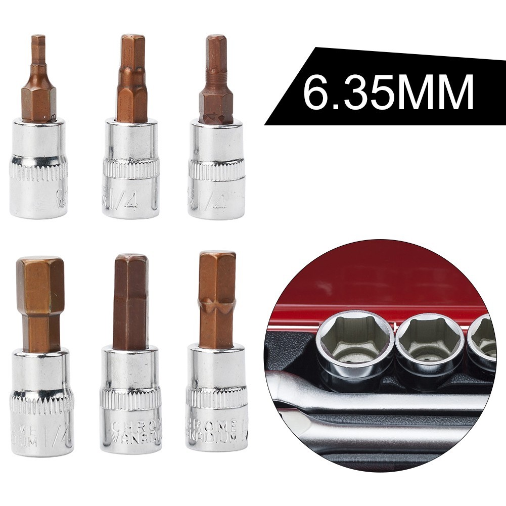 Hàng sẵn có 1 Mũi tuốc nơ vít đầu lục giác 1 / 4 Inch Ổ cắm ổ cắm Dụng cụ cầm tay H3 H4 H5 H6 H7 H8