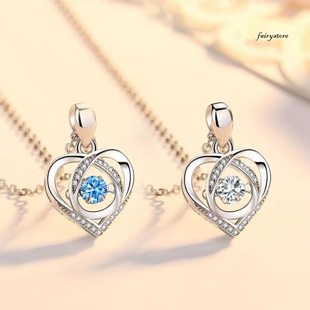 FYS _ Trái Tim Mặt Dây Chuyền Vòng Cổ Lấp Lánh Kim Cương Giả Kẻ Sọc Mãi Tình Yêu Nữ Vòng Cổ Ngày Lễ Tình Nhân Món Quà Trang Sức