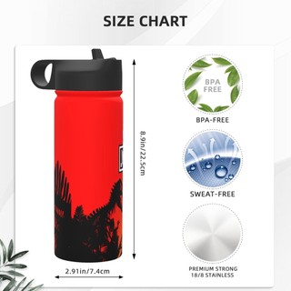 Jurassic World Bình nước cách nhiệt dung tích lớn có ống hút18OZ, chai nước thể thao 500ML, du lịch, thép không gỉ