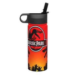 Jurassic World Bình nước cách nhiệt dung tích lớn có ống hút18OZ, chai nước thể thao 500ML, du lịch, thép không gỉ
