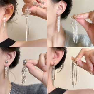 Bông tai nơ tình yêu đầy kim cương bạc Bông tai tinh tế và thời trang