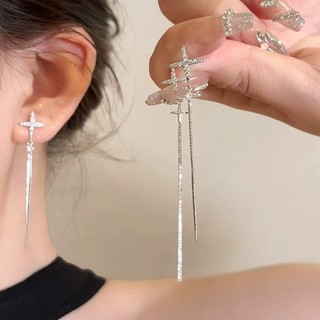 Bông tai nơ tình yêu đầy kim cương bạc Bông tai tinh tế và thời trang