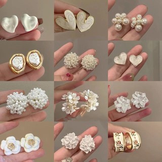 DREJEW Kim Bạc Hoa Pháp Tình Yêu Nhân Tạo Bông Tai Ngọc Trai Thanh Lịch Cao Cấp retro Bông Tai