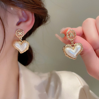 DREJEW Bạc ánh sáng sang trọng ngọc trai nhân tạo phong cách tình yêu bông tai khí chất thích hợp bông tai cao cấp