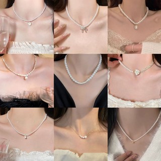 DREJEW Vòng cổ nơ ngọc trai nhân tạo mạ điện thật