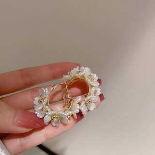 DREJEW Kim Bạc Hoa Pháp Tình Yêu Nhân Tạo Bông Tai Ngọc Trai Thanh Lịch Cao Cấp retro Bông Tai