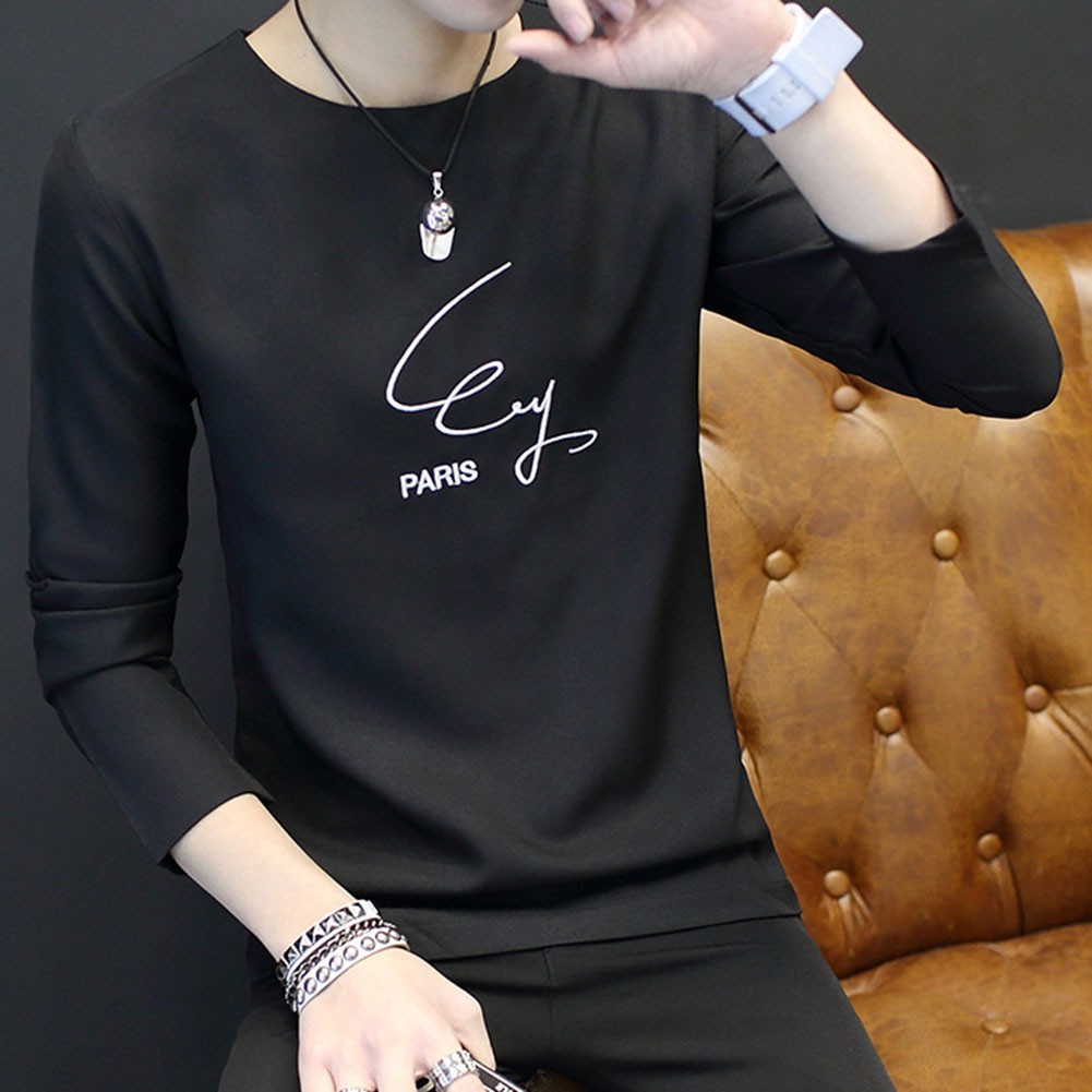 < COSYH > Áo thun cotton cổ tròn in chữ phong cách mới unisex
