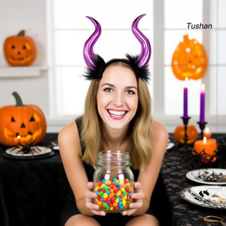[TS] Halloween Quỷ Sừng Sang Trọng Băng Đô Cosplay Gothic Tóc Vòng Trang Phục Phụ Kiện Đảng Trang Phục Băng Đô