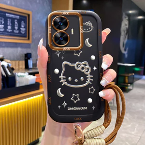 Ốp Lưng Realme C55 C33 Narzo N55 Case Mèo đáng yêu Với Lanyard