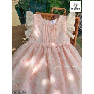 MLSDCC.7625 - Váy Melisa hoa hồng cam ly ngực vai cánh tiên size 1-10y