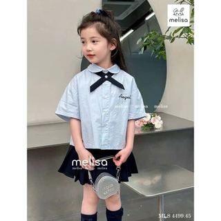 MLSBCC.4499 - Bộ Melisa áo xanh + chân váy xếp ly bé gái size 2-12y