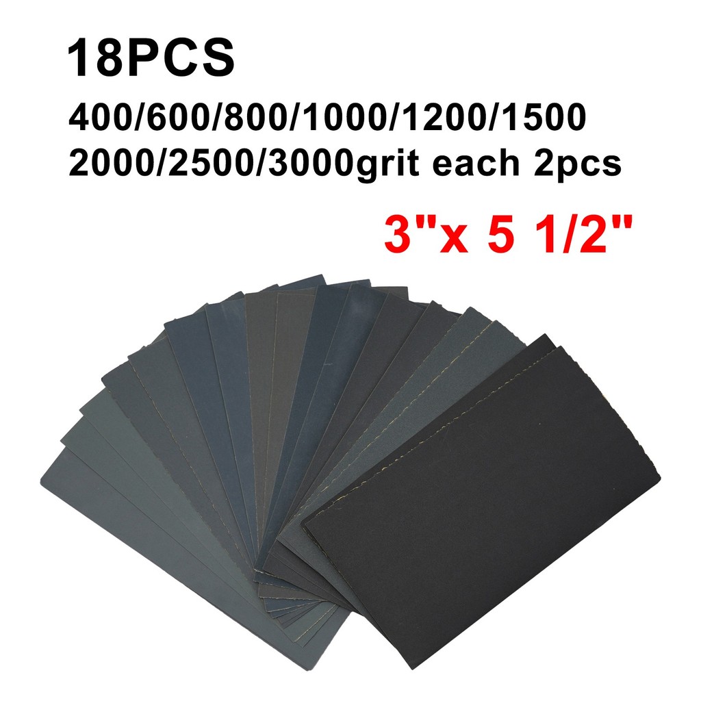 [Smellshi] 400,600,1000,1200,15000,25000,3000 Giấy nhám Grit Ướt / Khô 18 cái / bộ