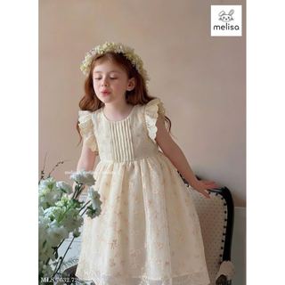 MLSDCC.7632 - Váy Melisa hoa vàng ly ngực vai tiên size 1-10y