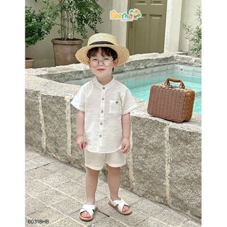 6031BHB - Bộ sơ mi Beemo cổ tàu xẻ tà size 1-6y