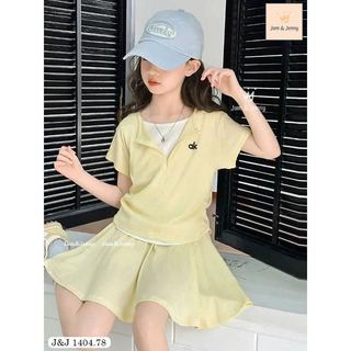 BJJTC.1405 - Set 3ct Jam & Jenny áo trắng + bộ ghi/vàng cho bé gái size 2-12y