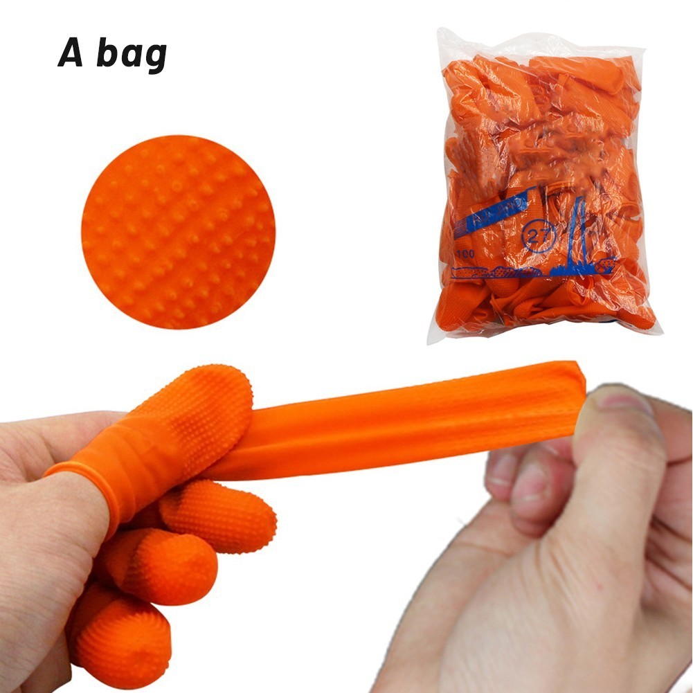 [Smellshi] Ngón Tay Cots Màu Cam Cao Su Chống Trơn Trượt Đếm Tiền Nông Nghiệp Ngón Tay Cots