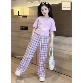 BJJTC.7397 - Bộ Jam & Jenny áo tím + quần kẻ cho bé size 6-12y