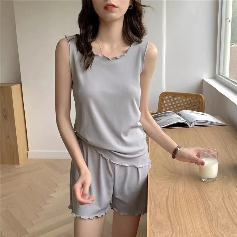 2 Bộ Đồ Ngủ Nữ Băng Lụa Bộ Đồ Ngủ Nữ Plus Size Nữ Đồ Ngủ Không Tay Phòng Chờ Bộ Đồ Ngủ Homewear Đồ Ngủ Bộ Đồ Ngủ Bộ Đồ Ngủ