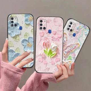Ốp lưng Samsung A21s In hình Hoa xinh dễ thương chống sốc, mềm bảo vệ camera