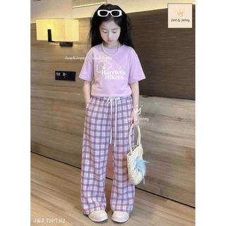 BJJTC.7397 - Bộ Jam & Jenny áo tím + quần kẻ cho bé size 6-12y