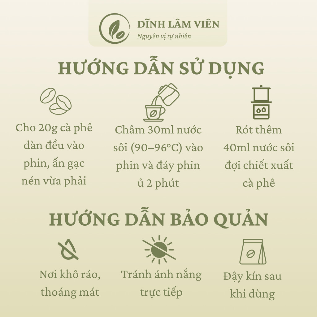 Cà phê Robusta Gia Lai bột rang củi pha phin nguyên chất 100-150g | Dĩnh Lâm Viên
