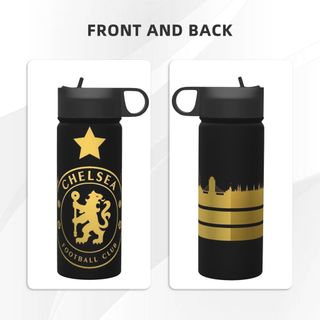 Chai nước cách nhiệt dung tích lớn Chelseas FC có ống hút18OZ, chai nước thể thao 500ML, du lịch, thép không gỉ