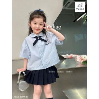 MLSBCC.4499 - Bộ Melisa áo xanh + chân váy xếp ly bé gái size 2-12y