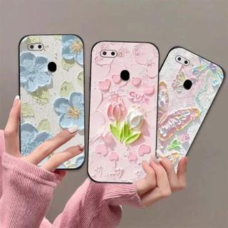 Ốp lưng Oppo A5s / A7 / F9 / A12 In hình Hoa xinh dễ thương chống sốc, mềm bảo vệ camera